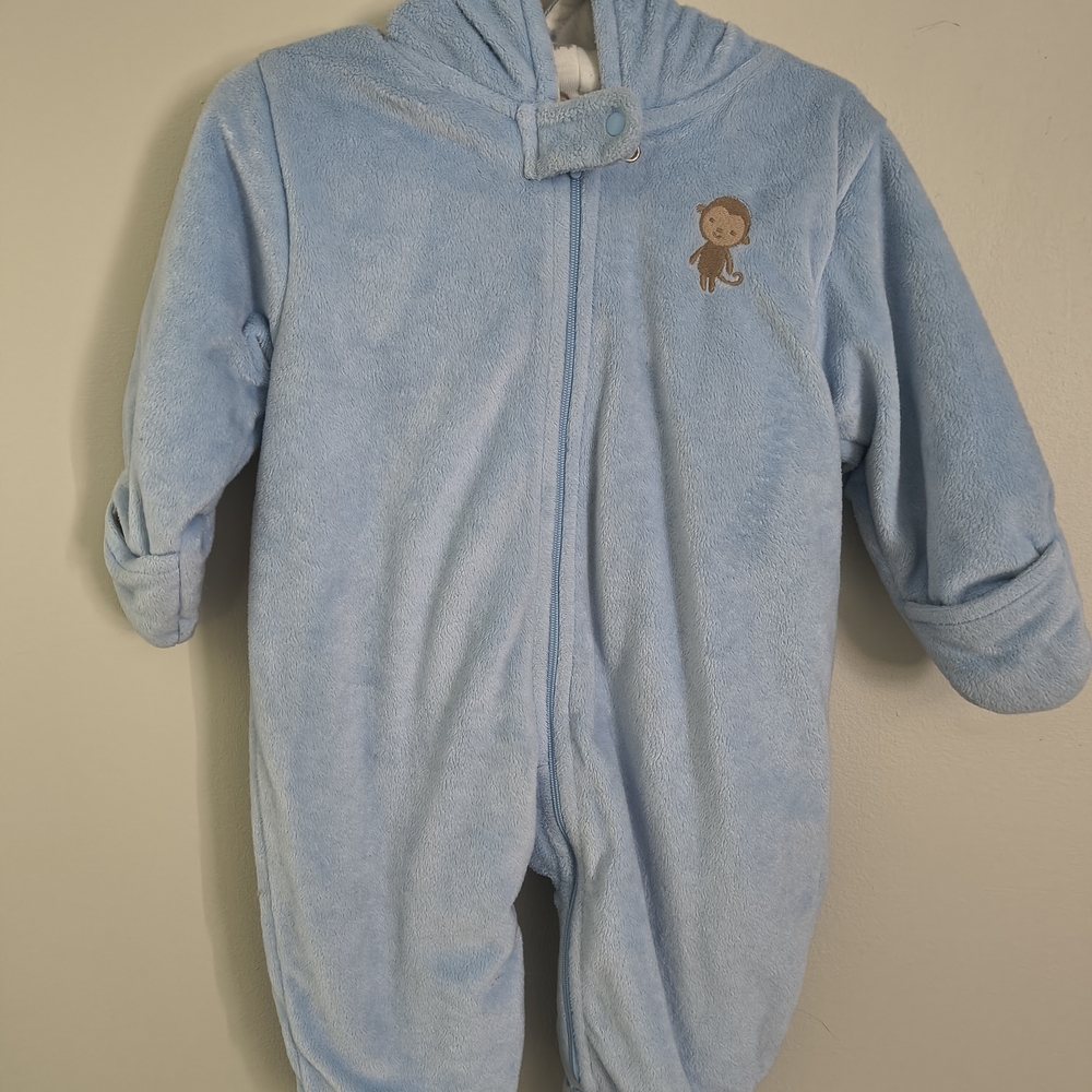 Carter's Blue Footie with Monkey Design